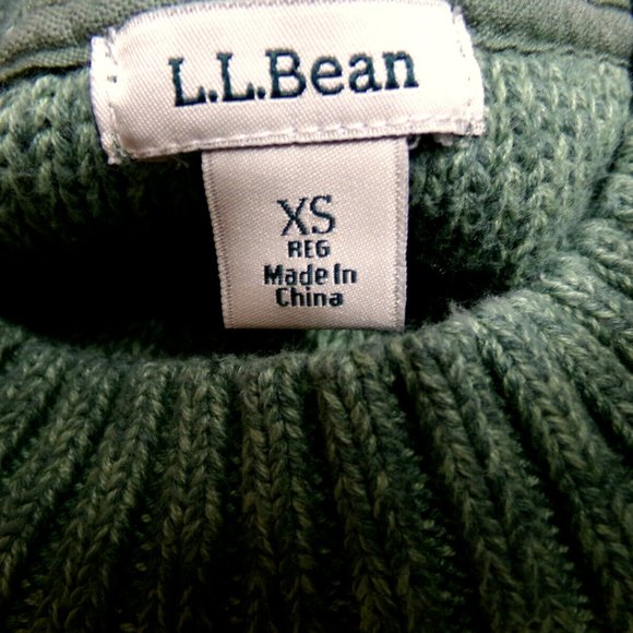 LL. BEAN Crew neck Crochet knit sweater top XS Olive Green Cable knit pullover - Picture 8 of 8